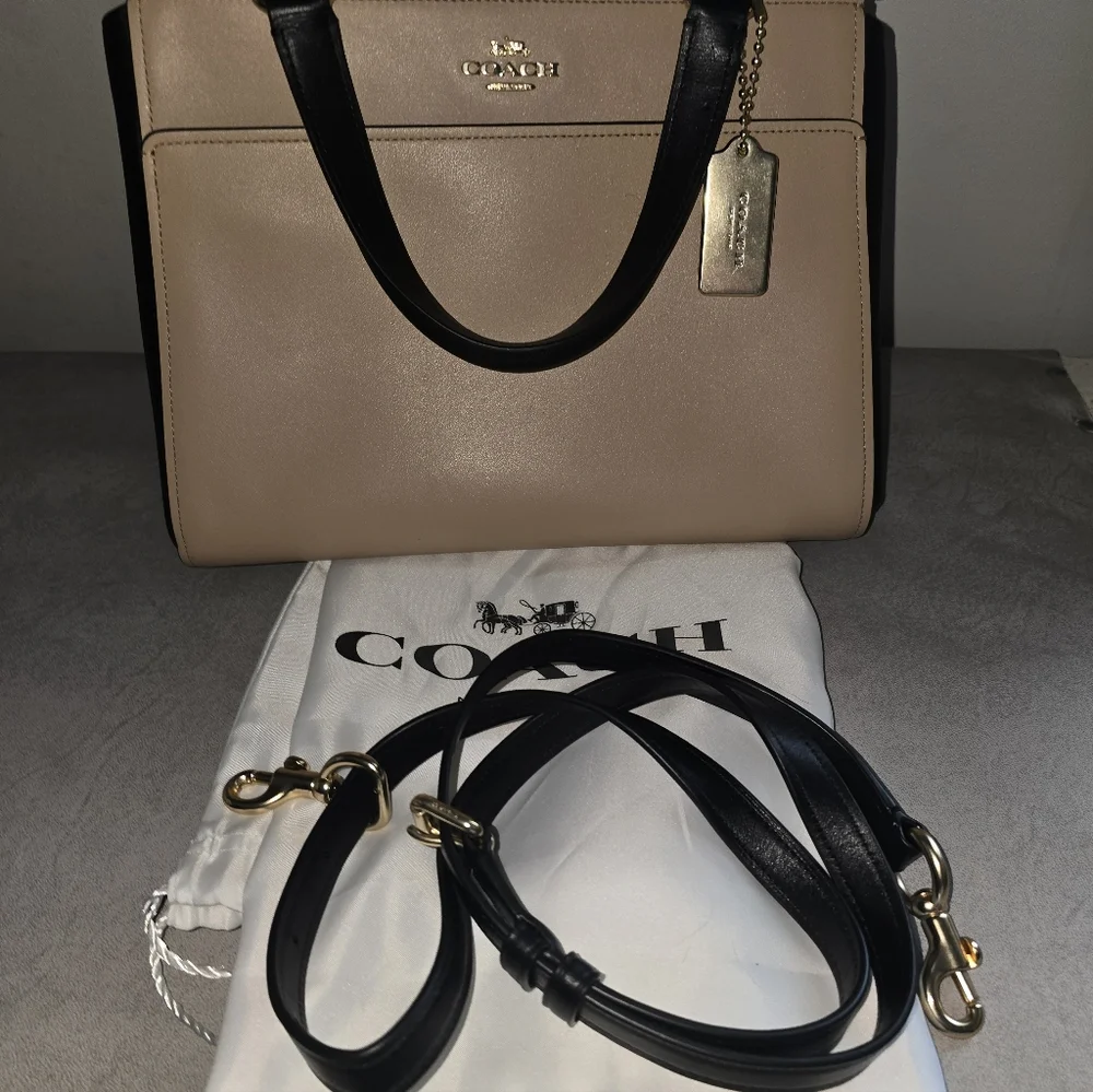 Coach‎ Grace Black and Tan Leather Satchel & Dusty NWOT